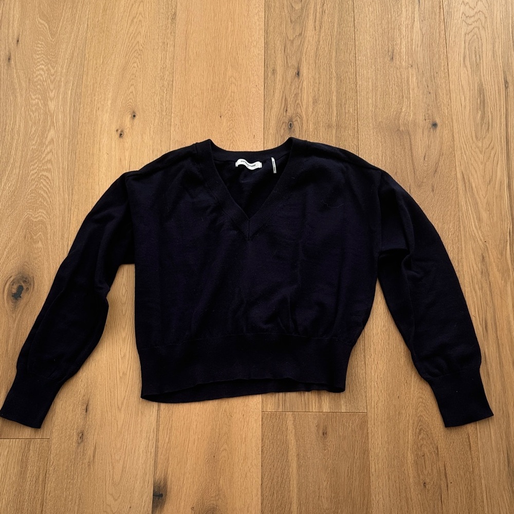 perfectwhitetee Deep Navy V-Neck Sweater